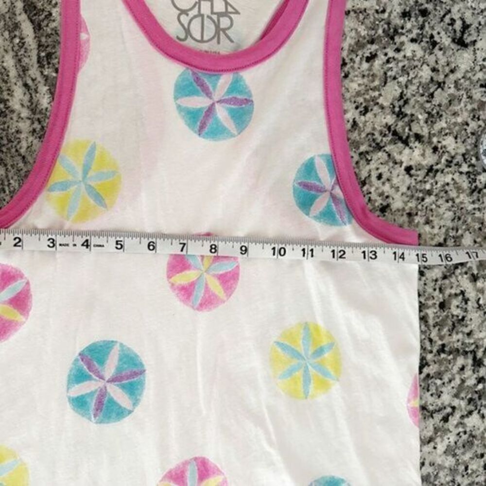 Chaser Sand‎ Dollar Racerback Tank Top White Pink Multicolor Extra Small Beach - Picture 8 of 8